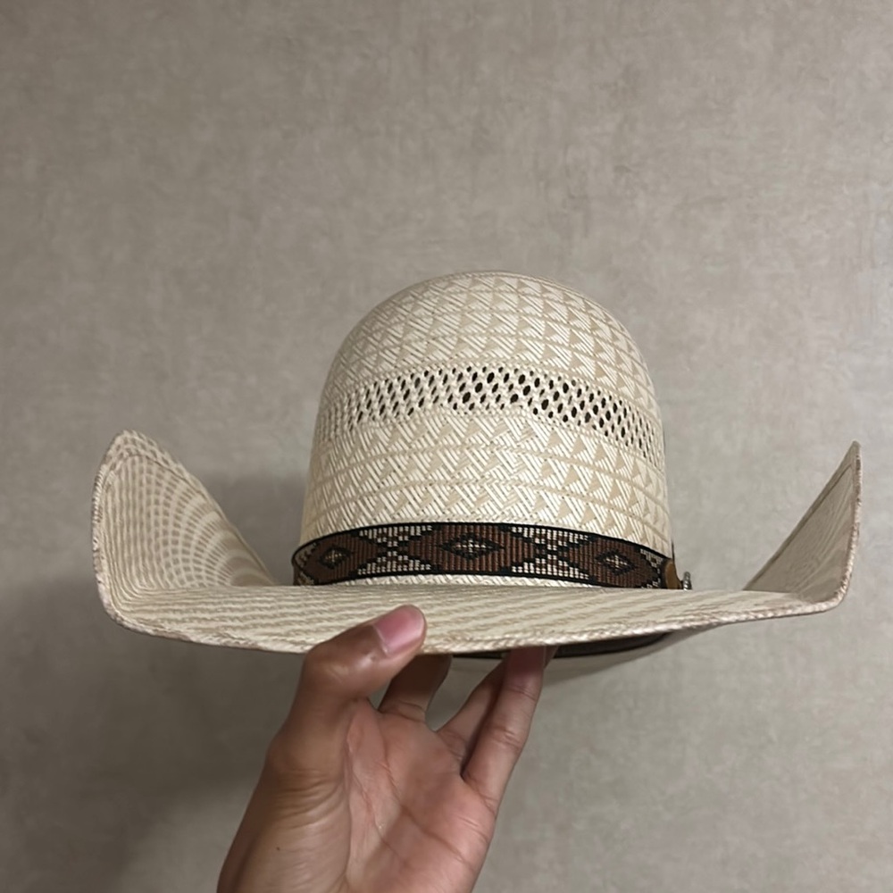 Cream Western Cowboy Hat with Brown Band